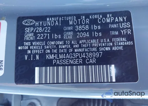 2023 Hyundai Elantra Sel z USA, uszkodzony, nr VIN KMHLM4AG3PU438997